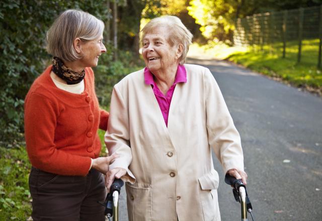 Image of two older women taking a walk