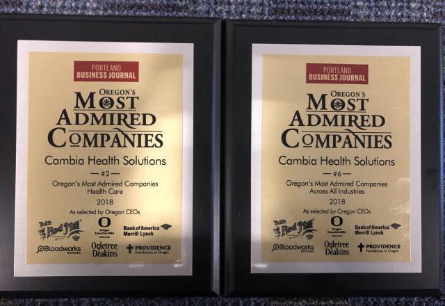 Oregon's Most Admired Companies award