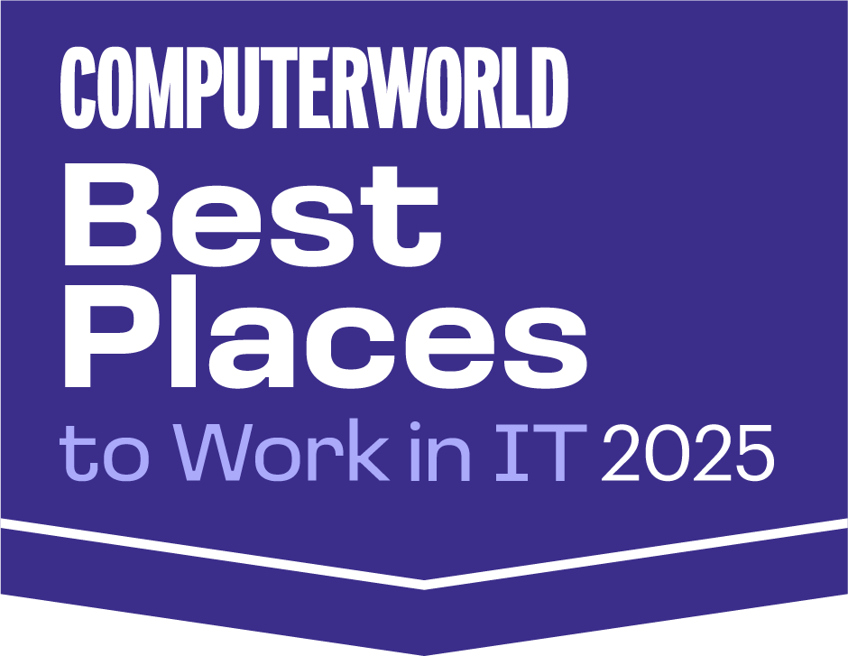 A blue banner with "COMPUTERWORLD Best Places to Work in IT 2025" in white font