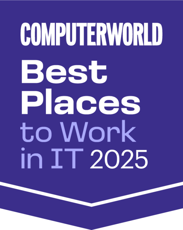 A blue banner with "COMPUTERWORLD Best Places to Work in IT 2025" in white font