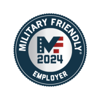 Badge that says "Military Friendly Employer 2024"
