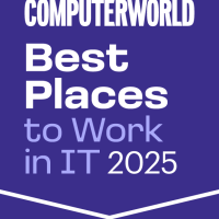 A blue banner with "COMPUTERWORLD Best Places to Work in IT 2025" in white font